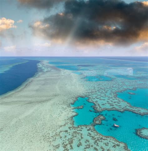 Queensland Coral Reef As Seen From The Airplane, Aerial View On A Sunny Day Stock Photo - Image ...