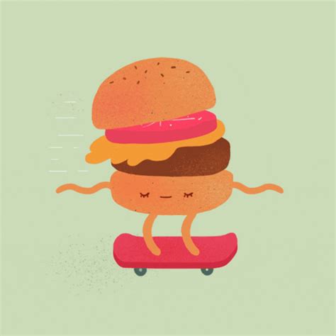 Animated Skating Burger GIF | GIFDB.com