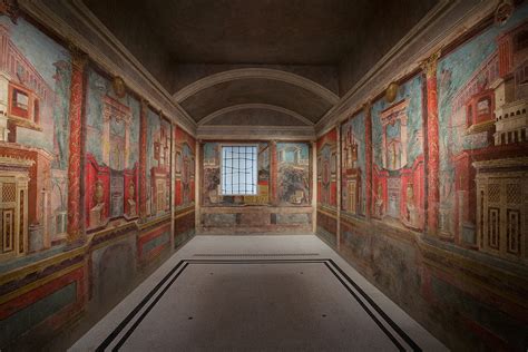 Fresco wall painting in a cubiculum (bedroom) from the Villa of P. Fannius Synistor at ...