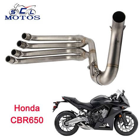 Sclmotos CBR650 CBR650F Stainless Steel Full Exhaust Mid Pipe Motorbike Exhaust Muffler Middle ...