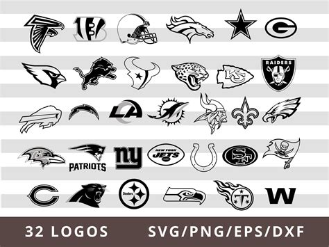 NFL Svg Nfl Team Logo Svg Black and White Nfl Svg Bundle | Etsy