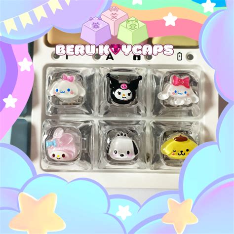 Sanrio keycaps melody kuromi kerropi cinnamoroll pochaco pompompurin keycaps artisan keycaps for ...