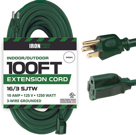 100 Ft Green Extension Cord - 16/3 Durable Electrical Cable - Walmart.com - Walmart.com