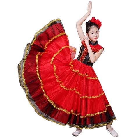 Spanish Dance Dress Stage Dance Wear Flamenco Dress For Girls Training Dancewear Bellydance Buy ...