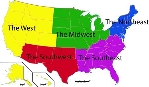 united states 5 regions map