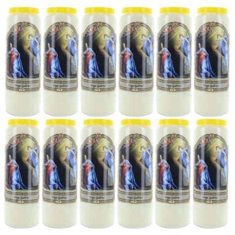 Set of 12 Novena Candles Angel Gabriel in Plant Wax 17,5 cm