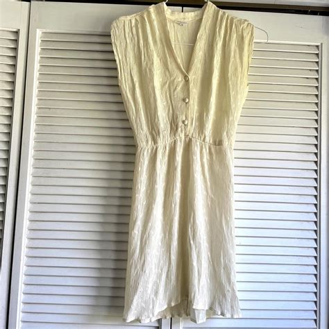 Women's Cream and White Dress | Depop