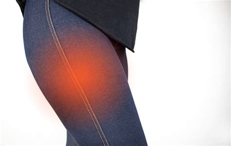 A Woman Suffers From Pain In The Outer Thigh The Concept Of Treating A Hip Joint For Trauma ...