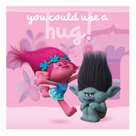 Trolls Poppy & Branch Use A Hug Canvas Print (40cm x 40cm) (WDC95656 ...