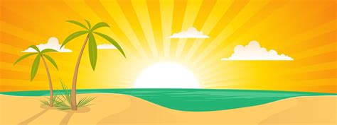 Summer Exotic Beach Landscape Banner 263026 Vector Art at Vecteezy