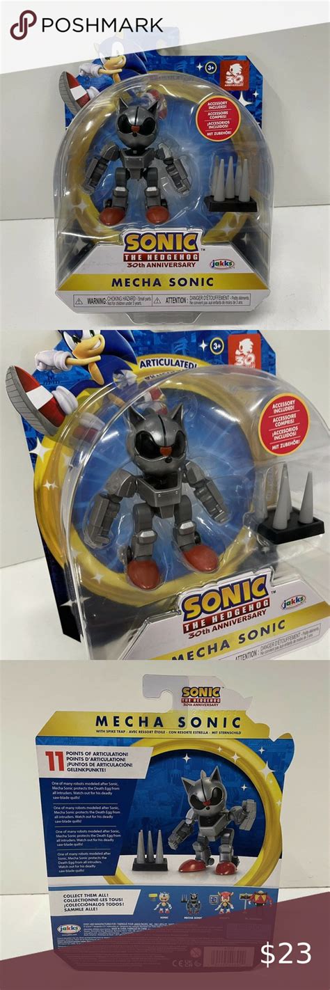 Sonic The Hedgehog Mecha Sonic 30th Anniversary 4" Collectible Action ...