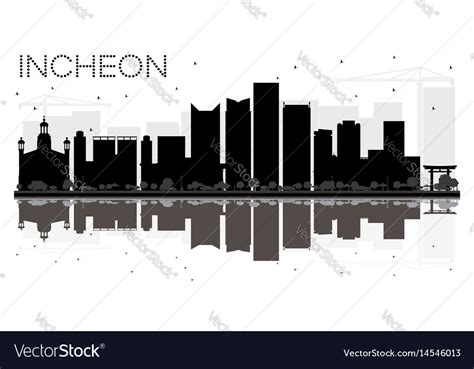 Incheon city skyline black and white silhouette Vector Image