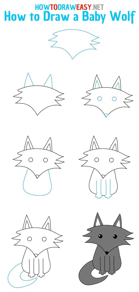 How to Draw an Easy Baby Wolf - Draw for Kids