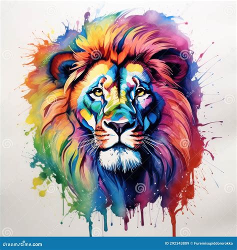 Watercolor Lion Painting Lion King Watercolor Predator Animals Wildlife Painting Stock ...