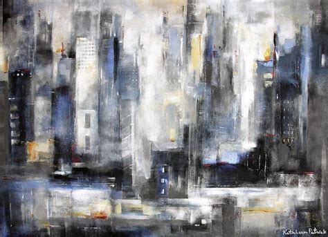 Large Abstract Cityscape Print - "Of City Lights" - Chicago Skyline Art - Original Contemporary ...