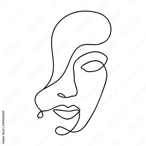 Woman abstract face, one line drawing. Hand drawn outline illustration ...