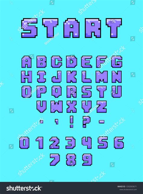 Pixel Art Style Alphabet Inscription Start: ภาพประกอบสต็อก 1292003671 ...