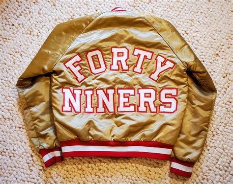 San Francisco 49ers Vintage Chalk Line Jacket M Rare Satin 90s NFL Gold ...