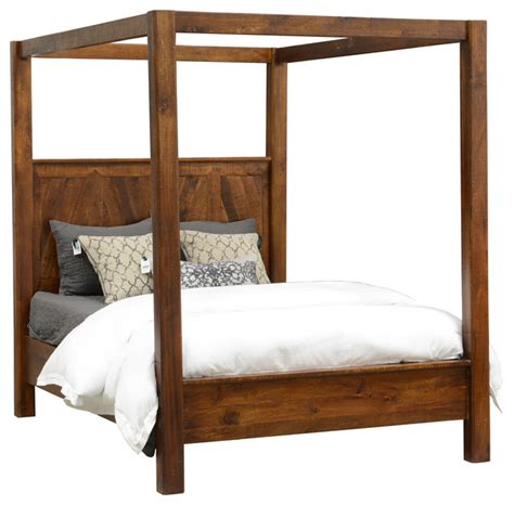 Rustic Wood Canopy Bed - Queen Size - Rustic - Canopy Beds - by Taramundi Furniture