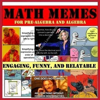 60+ Algebra "Math Memes" for Bulletin Board/Word Wall (Middle & High ...