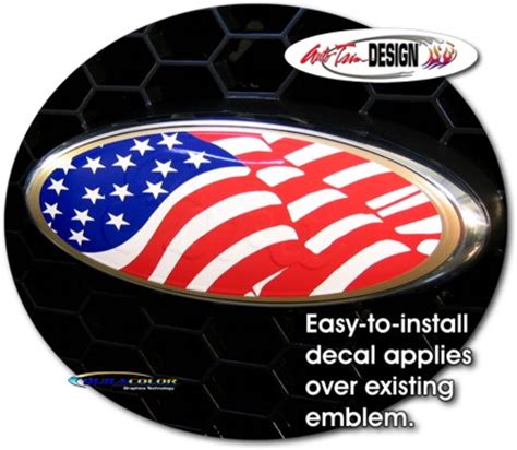 Patriotic US Flag Oval Decal 1 for Ford