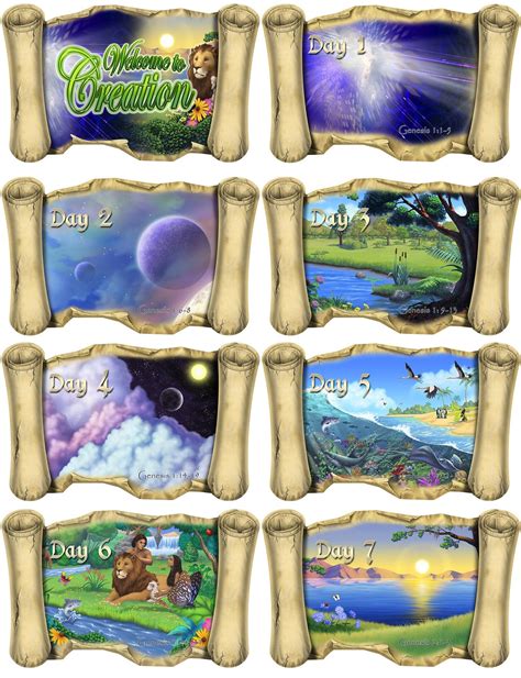 Biblical Story of Genesis Creation Scroll Pack available as Peel and Stick Reusable Vinyl Wall ...