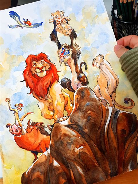 Watercolour The Lion King by Eduardo Francisco | Lion king drawings ...