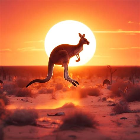 Premium AI Image | Kangaroo with sunset