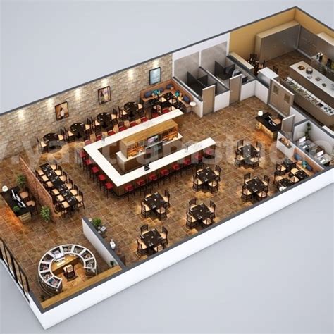 restaurant arquitectura Fully Modern Bar 3D Floor - restaurant1 in 2023 ...