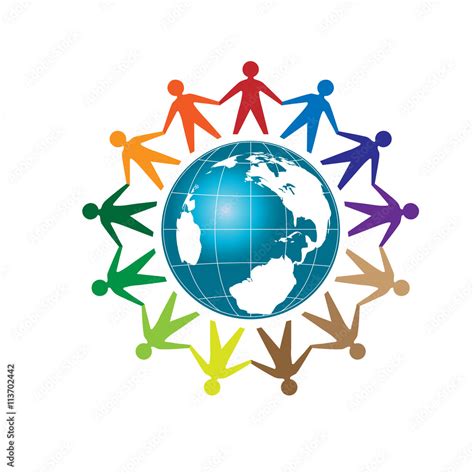 people unity with Earth globe Template logo - community logo Stock ...