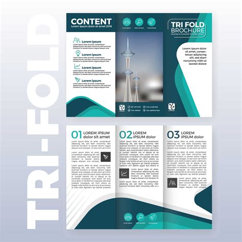 Business Tri-Fold Brochure Template Design With Turquoise in Tri Fold Brochure Publisher ...