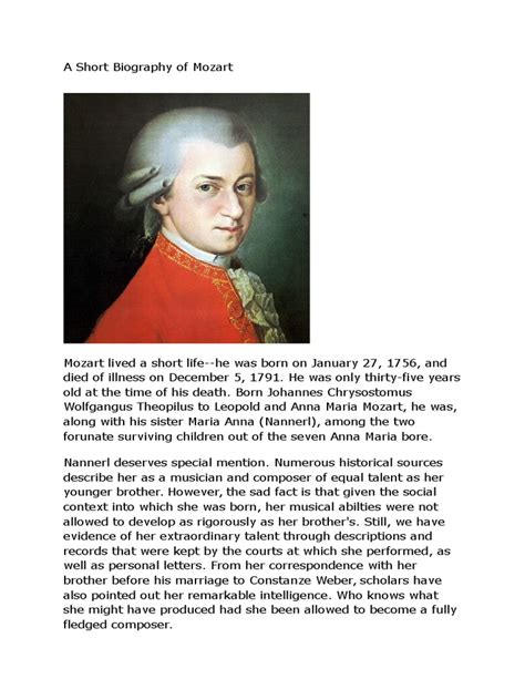 A Short Biography of Mozart | Wolfgang Amadeus Mozart | Classical Compositions