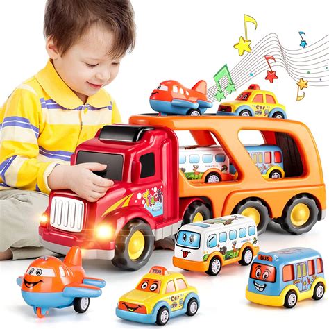 Buy Toddler Car Toys for 3 4 5 6 Year Old for Boys, 5 in Carrier Truck Transport Vehicles ...