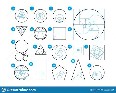 Fibonacci Sequence Circle. Golden Ratio. Geometric Shapes Spiral. Snail Spiral. Sea Shell Of ...