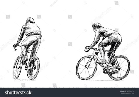 Sketch Cyclist Riding Fixed Gear Bicycle Stock Illustration 581554774 | Shutterstock