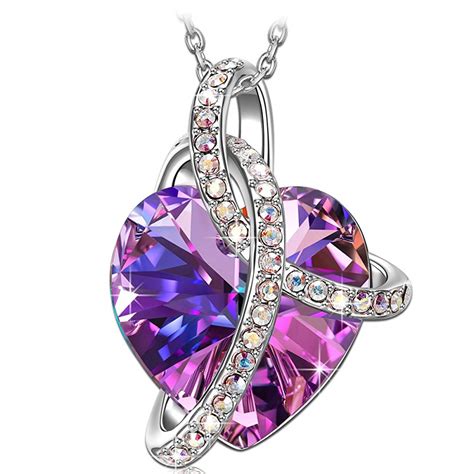 Infinity Love Necklace with Purple Swarovski Crystal Heart | 24 Style