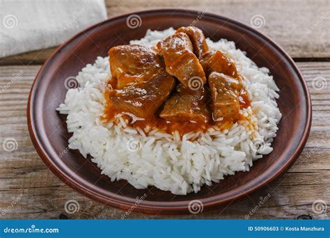 Beef stew with white rice stock image. Image of braised - 50906603