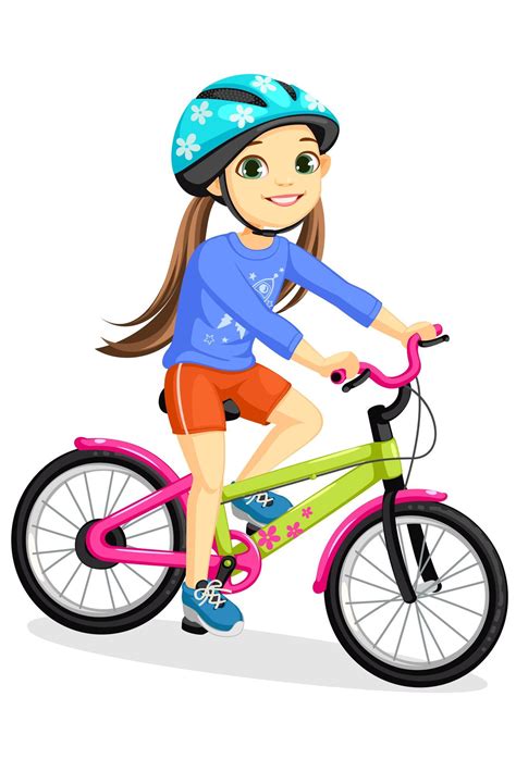 heureux, petite fille, dans, casque, vélo 1307834 Art vectoriel chez Vecteezy