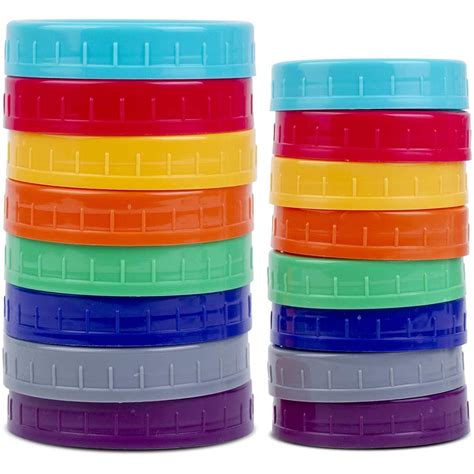 16 Pack Colored Plastic Mason Jar Lids for Ball, Kerr and More - 8 ...