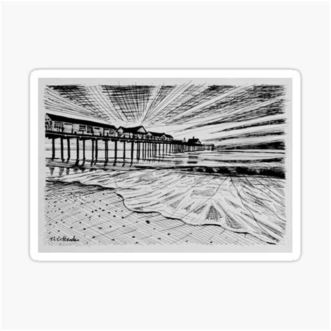 "Southwold Pier at Sunset Ink Sketch" Sticker for Sale by TomCrittenden | Redbubble