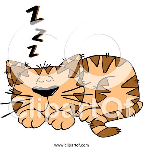 Free Clipart of Cartoon Orange Cat Sleeping