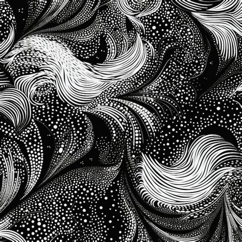 Premium Photo | A black and white drawing of a wave with dots generative ai