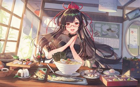 Anime Girl Eating Ramen Drawing