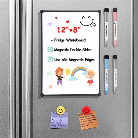 Magnetic Whiteboard for Fridge,12"× 8” Small Magnetic Dry Erase Board for Fridge Magnetic ...