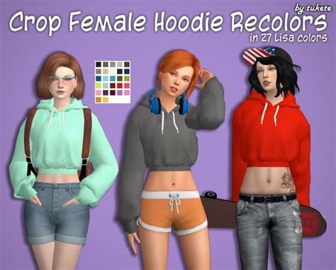 Tukete: Crop Hoodie Recolors • Sims 4 Downloads