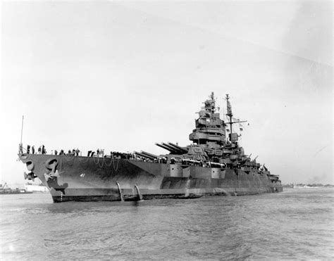 USS Mississippi (BB-41) in Mississippi River, 1945