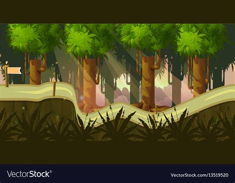 Forest 2d background for game Royalty Free Vector Image