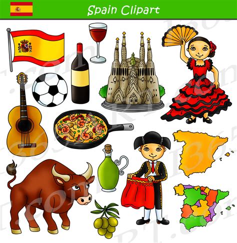 Spain Clipart Culture Graphics Bundle Set - Clipart 4 School