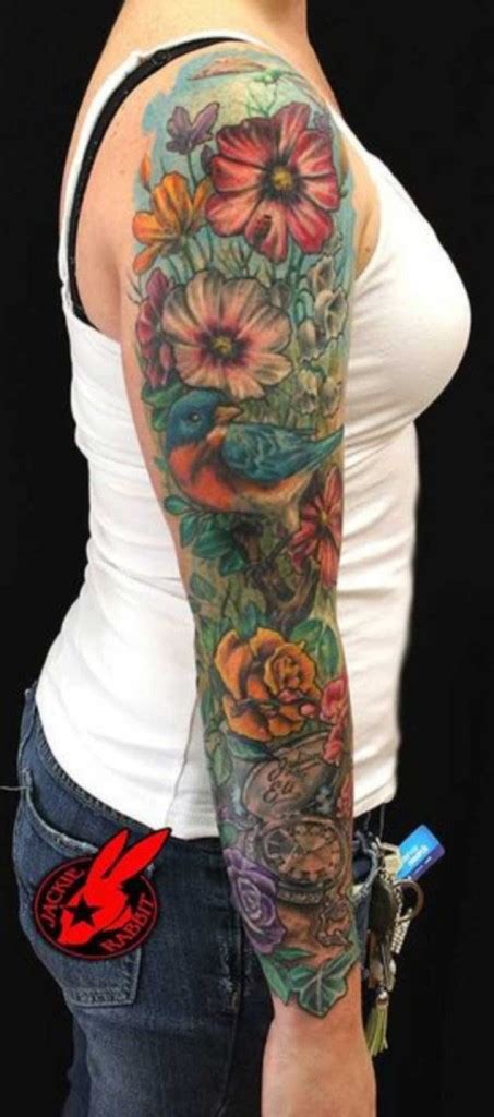 30 Fabulous Floral Sleeve Tattoos for Women - TattooBlend