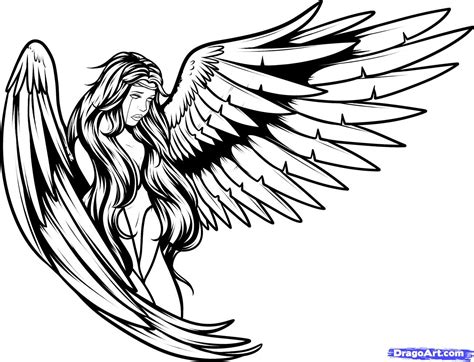 Angel Wings Line Drawing at GetDrawings | Free download